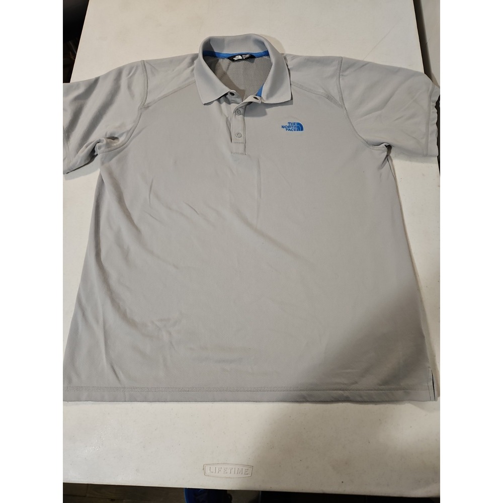 The North Face Men's Large Gray Performance Polo Shirt Short Sleeve (1841
